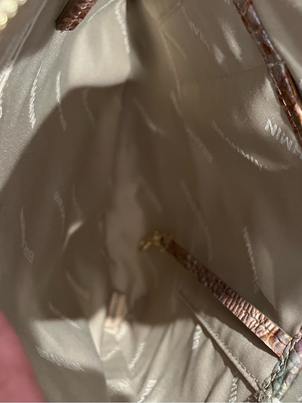 Brahmin Brown & Green Iridescent Croc-Embossed Leather Crossbody Katie‎ Bag - Picture 13 of 14